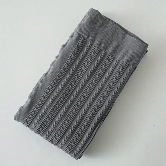 Solid Ribbed Gray Tights. - Picture 5 of 6